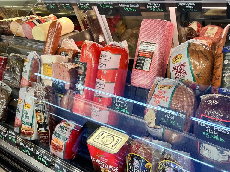 deli meat in a display case