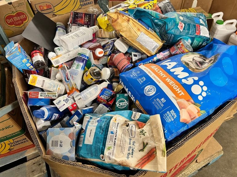 an unsorted bin of miscellaneous non-food items